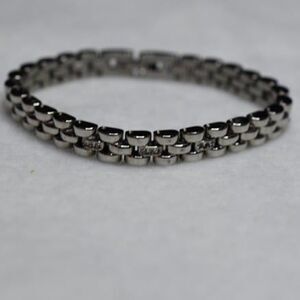 His/Her Goth Punk Link Chain Silver Tone Box Latch Bracelet